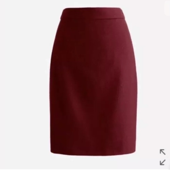 J. Crew Pencil Skirt Wool Burgundy Maroon Size 0P - Picture 3 of 10